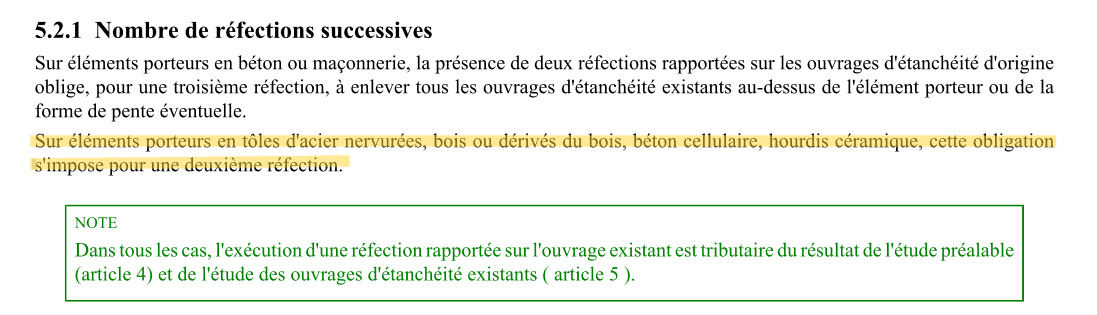 norme DTU 43.5 – articles 5.2.1